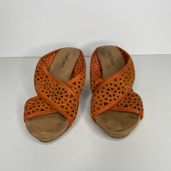 Minnetonka Lainey Laser Cut Suede Wedges Size 8 - Picture 5 of 5